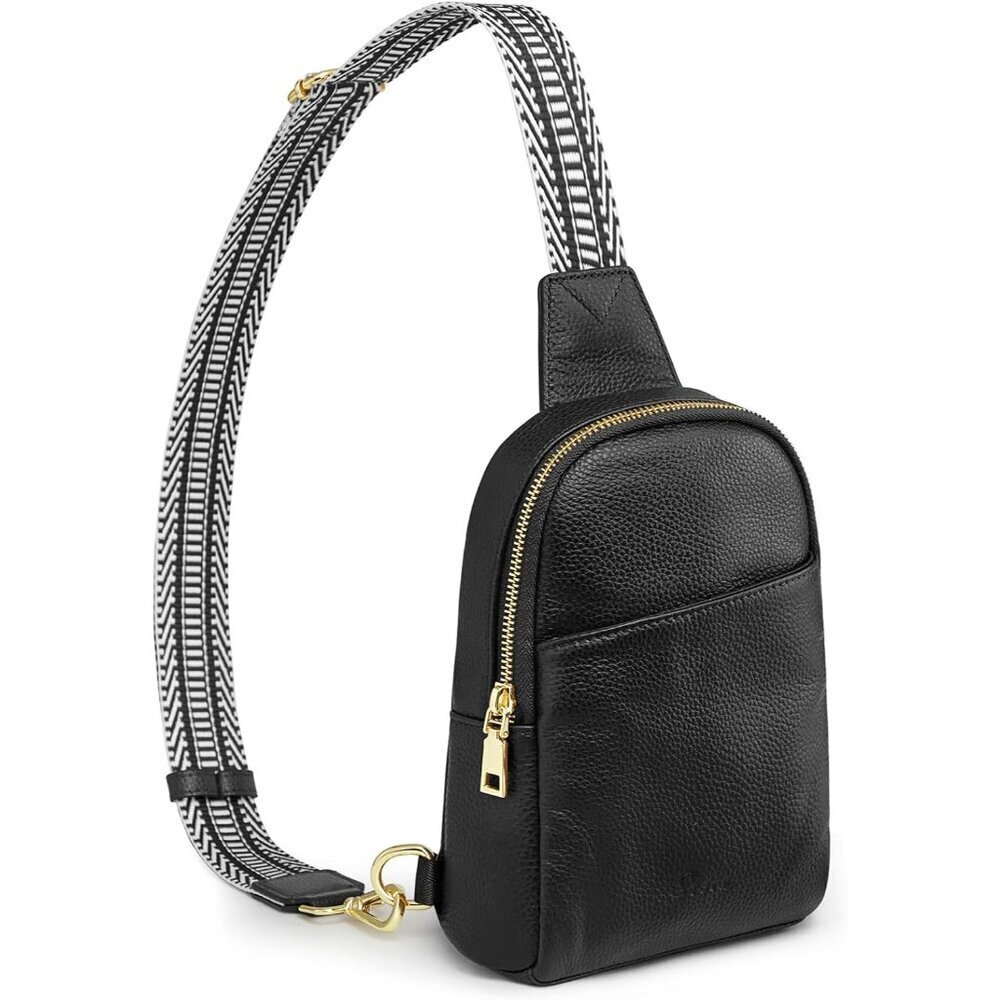 Leather Sling Bag Small Crossbody Purse Women Men Travel Casual Organizer
